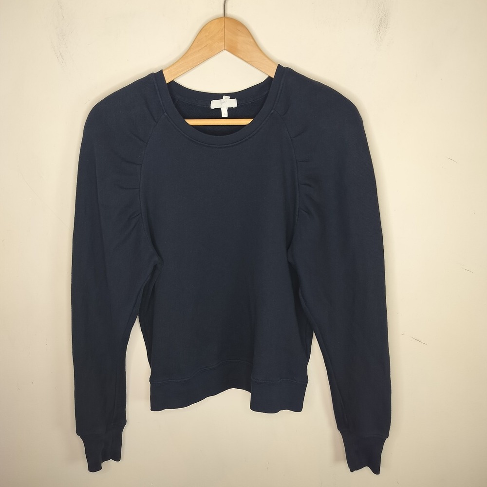Joie Black Sweatshirt Pleated Puff‎ Shoulder Pima Cotton